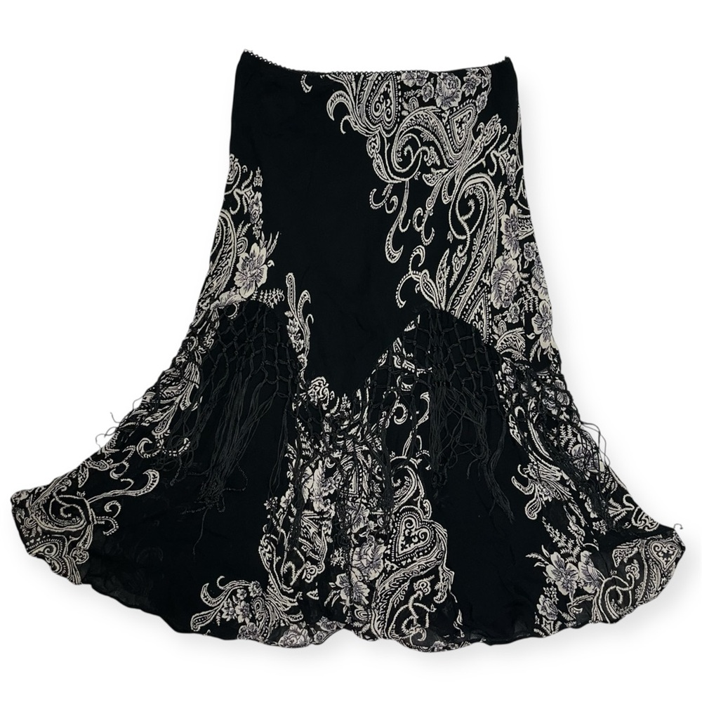 Lola P Paisley Print skirt with‎ fringe Women’s size SP